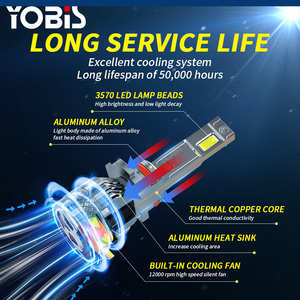 Yobis 60W <span class=keywords><strong>LED</strong></span>電球h7h4h11ヘッドライト、canbusハイロービーム<span class=keywords><strong>LED</strong></span>ライト付き車用