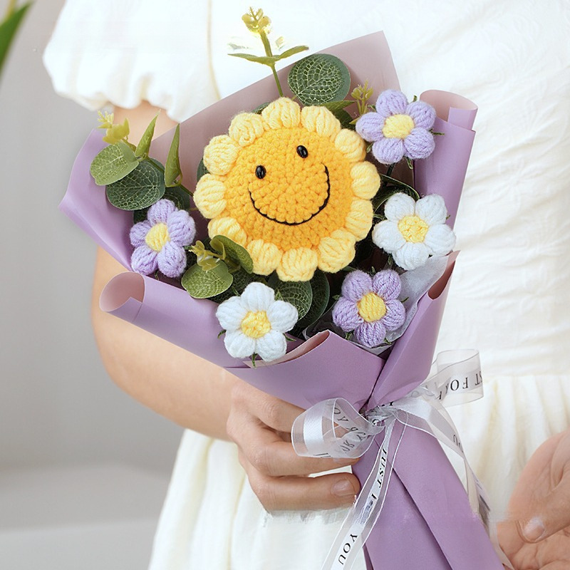Mxh040-bouquet de tournesols souriants violets