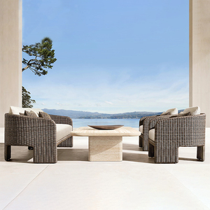 Đồ gỗ ngoài trời cho vườn sofa và Bàn cà phê đặt ngoài trời mây khung vườn sofa Set - Product Image 1