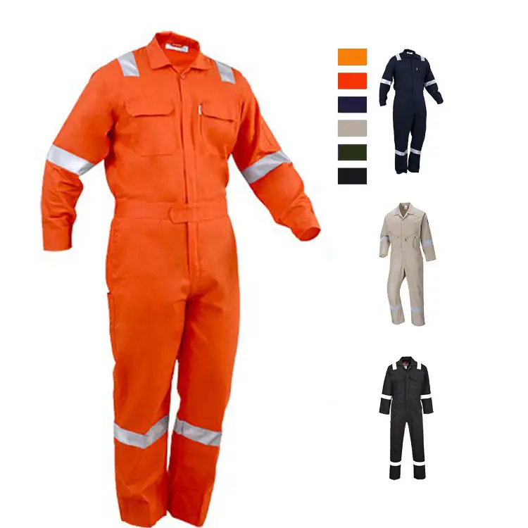 Anti-static Flame Resistant Men Mining Hi Vis Safety Uniforms Reflective Workwear Fire Proof Retardant FRC FR Overall Coveralls