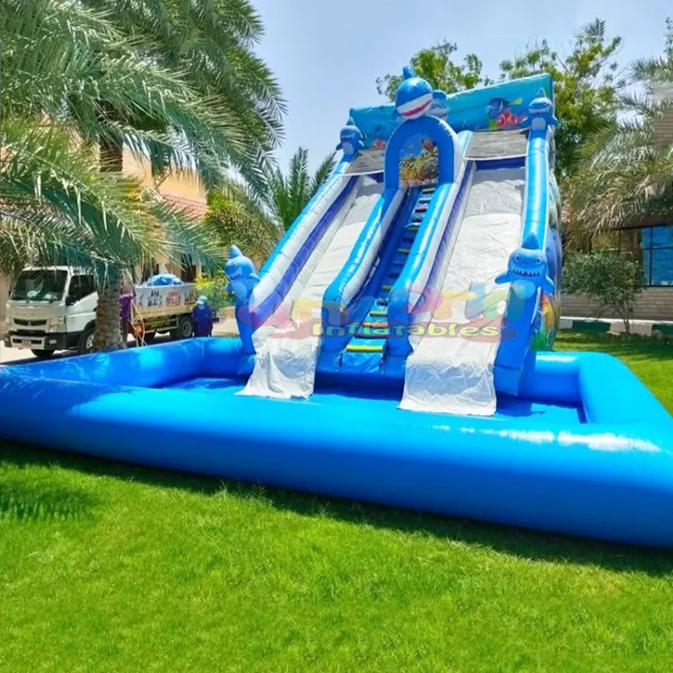 Castillo hinchable gigante para niños, tobogán para saltar, juegos de agua hinchable, tobogán inflable con piscina