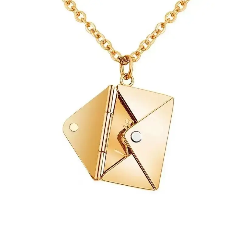 Cadeaux d'amour Enveloppe Pendentif Collier Personnalisé En Acier Inoxydable Bijoux Confession Love You pour la Saint-Valentin Fête Des Mères Cadeau