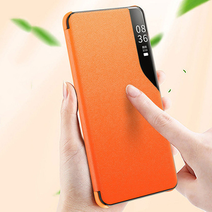 商务PU真皮手机壳翻盖智能后视镜车窗手机后盖适用于小米翻盖 - Product Image 1