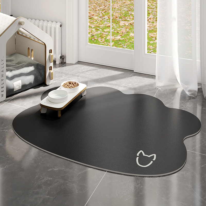 Tapis pour animaux de compagnie en cuir double face - riz minimaliste en forme de tête de chien