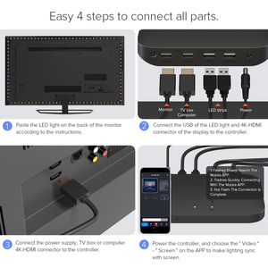 Hot Selling TV Backlight Set WIFI APP Control <strong>HD</strong> MI 2.0 Device Sync Box <strong>Dream</strong> Color DC12V RGBIC <strong>Led</strong> Pixel Strip Kit - Product Image 6