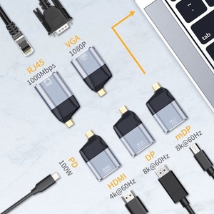 Type-C to DP/HDTV/VGA/迷你DP/RJ45以太网适配器4k高清视频转换器usb-c适配器，带PD电源 - Product Image 5