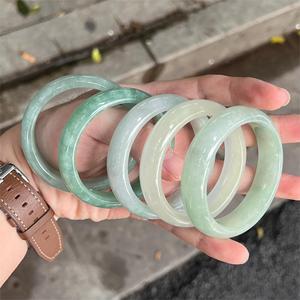 Yüksek kaliteli kadın ince temizle yeşim Jadeite bilezik tipi B doğal yeşim moda bileklik kadınlar için 54 ~ 60mm hediye - Product Image 4