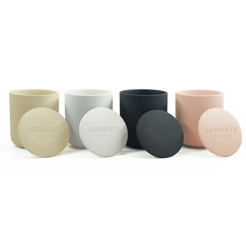 Tarros de velas de cerámica vacíos personalizados grabados 8 oz 10,5 oz 12,5 oz recipientes de velas de cerámica de lujo