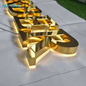 Trong nhà văn phòng kinh doanh vàng Gương 3D Backlit kênh kim loại thư tùy chỉnh ngoài trời công ty thương hiệu thiết kế logo LED chiếu sáng dấu hiệu - Product Image 3