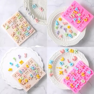 Silikon 3D alfabe ve numarası fondan kalıp Uppercase 0-9 reçine pişirme aracı doğum günü pastası dekorasyon için epoksi zanaat - Product Image 6