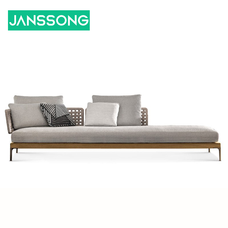 Chaise longue pour trois personnes -- Teck importé + bâche importée