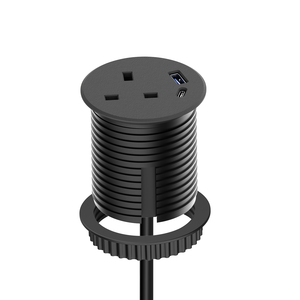 <strong>UK</strong>/US/EU Standard Mini Flush <strong>Mounted</strong> Desk Socket Circular Type Furniture Desktop Plug Hole Socket Round Power Grommet - Product Image 1