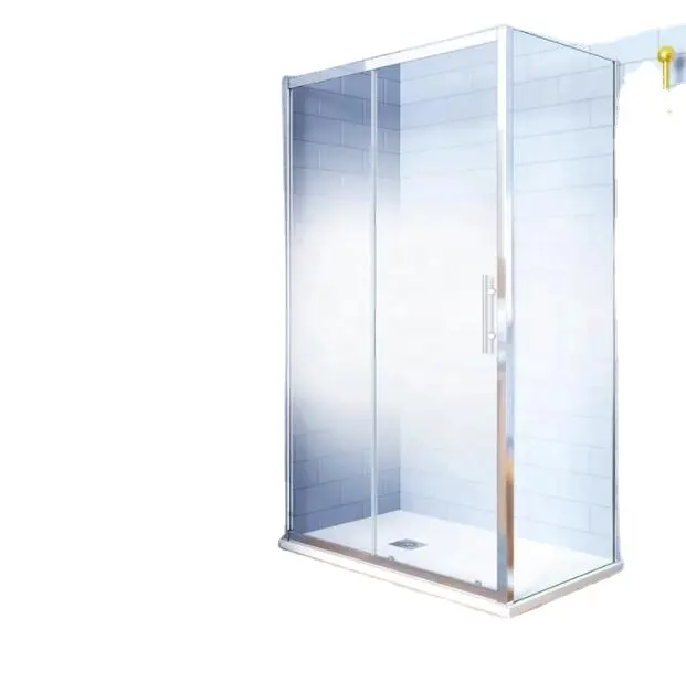 Porte coulissante de douche d'angle très vendue avec paroi fixe dans une cabine de douche en verre trempé cabine de douche graduelle mate imprimée