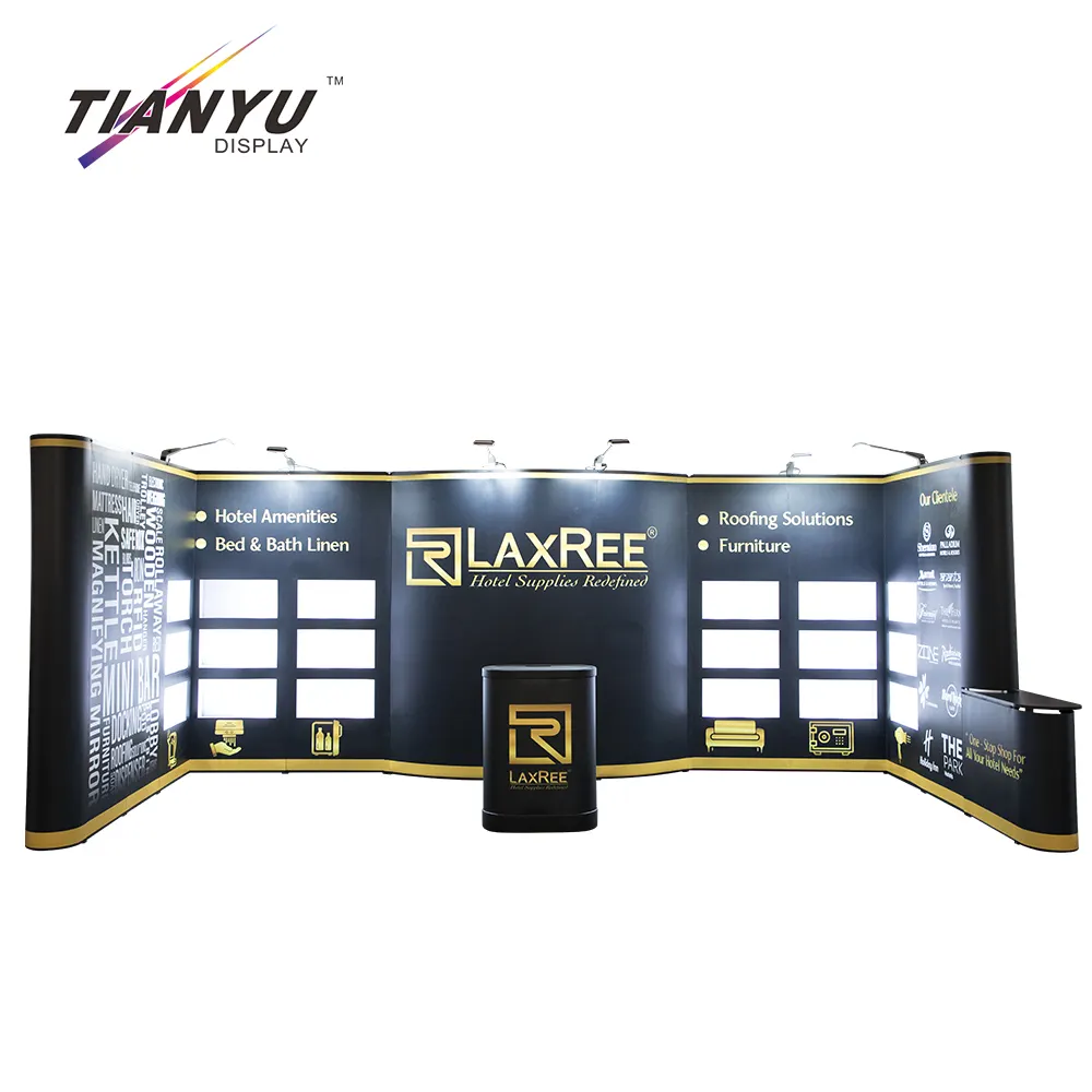 Tianyu Portable LED Light Backwall Pop Up Display Stand With Magnetic Aluminum Pop Up Backdrop