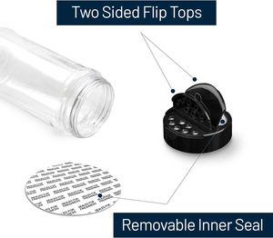 ペット空のプラスチック調味料ボトルスパイスシェーカーパウダー容器ペッパーソルトジャーフラッパーキャップ付きスパイスジャーセット - Product Image 3
