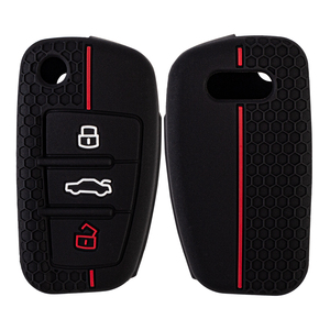 Audi A6 için araba anahtarı kapağı çantası silikon anahtar kılıfı 3 düğme anahtar kapağı - Product Image 1