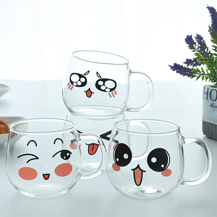 Стеклянная чашка для выражения, творческая чашка для воды с большим животом, Подарочная стеклянная кружка для кофе с набором чайника
