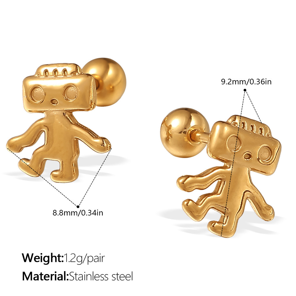 Pendientes de Robot Dorado