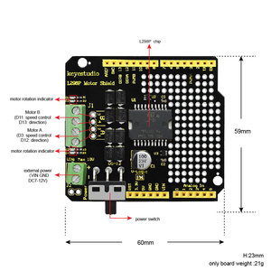 Keyestudio L298P con interruttore di alimentazione modulo di aggiornamento per Arduino U No R3 scheda Driver del motore