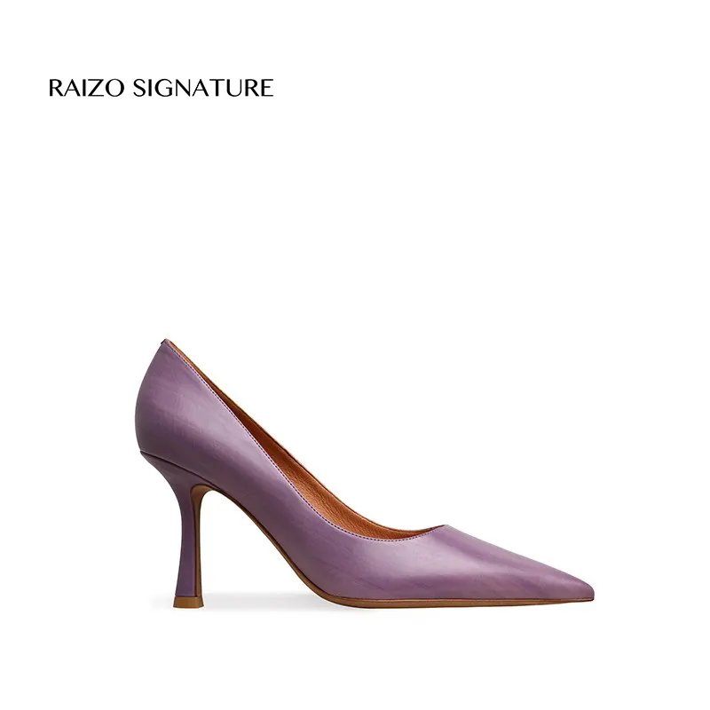 Raizi di alta qualità rosso scuro blu marrone tacco pompa donna scarpe tacco alto viola scarpe tacco alto di lusso per le donne