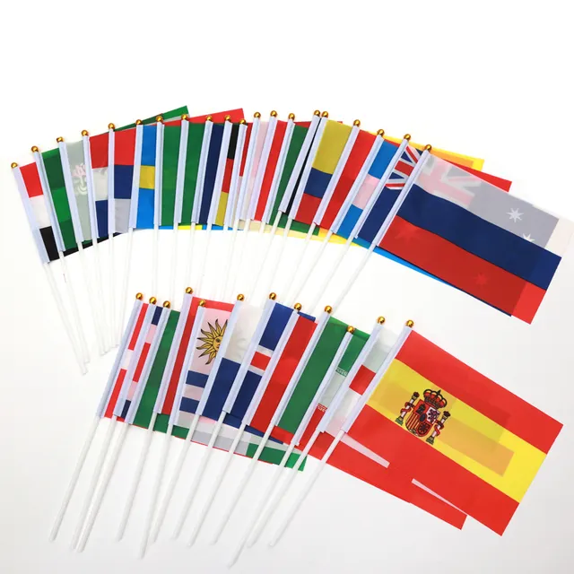Drapeau à main du brésil, France, espagne, allemagne, jeu équipes de pays, 14x21CM, Mini drapeau portable blanc, drapeau des pays du pôle