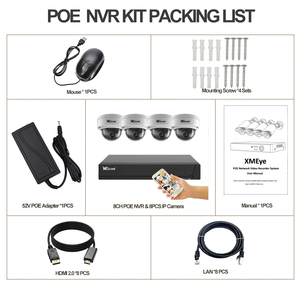 Wistino L Poe Cámara 4ch Poe Nvr Kit Reconocimiento facial Rj45 Cable Ethernet Instalación P2P Sistema de cámara CCTV de vigilancia - Product Image 6