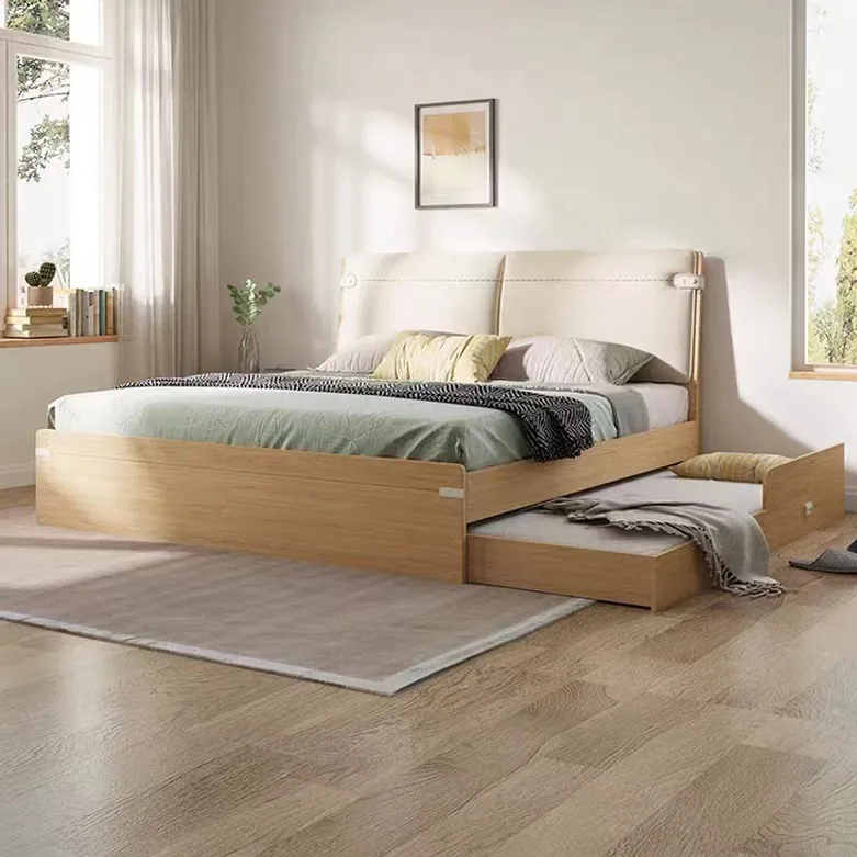 أثاث خشبي حديث بتصميم كبير ومخزن مزدوج مع سرير قابل للسحب
