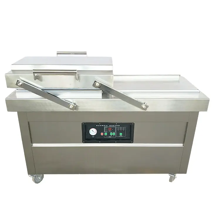 Sellador de lavado de gas al vacío de doble cámara de tofu semiautomático para alimentos, máquina de envasado al vacío