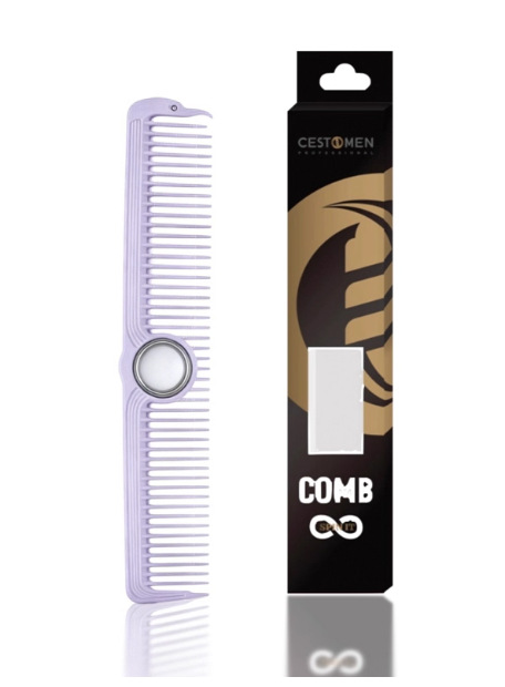 Peine de dientes anchos con rodamiento de color morado lechoso