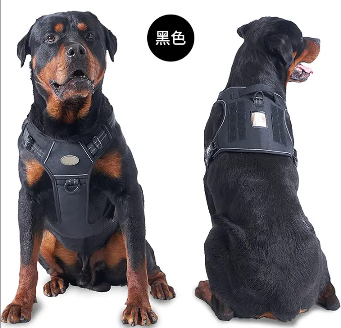 Arnês para cães de malha dupla respirável com coleira Colete reflexivo para cães mochila ajustável respirável para treinamento de cães