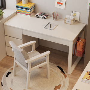 Çocuklar için ergonomik Modern rahat tasarım çalışma masası ev yatak odası için depolama çekmeceleri ile dayanıklı katı ahşap bilgisayar masası - Product Image 1