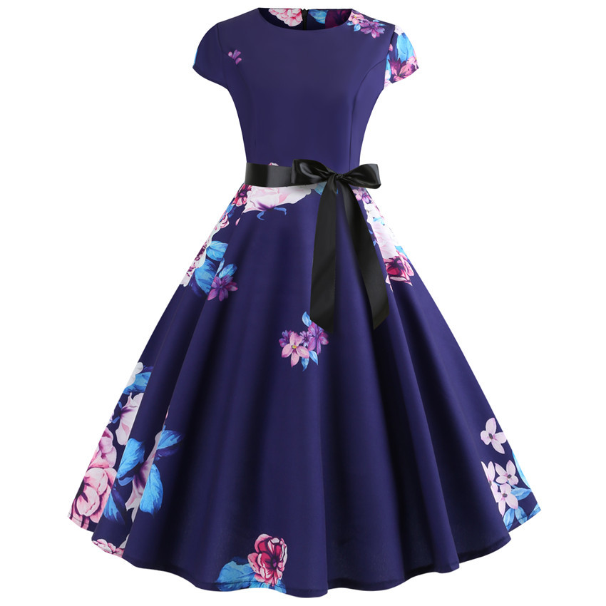 Vestito Vintage Anni 50 Donna | Abito Da Cocktail Rockabilly, Scollo A V, Vita Impero - Per Feste Ed Eventi - Foto 2