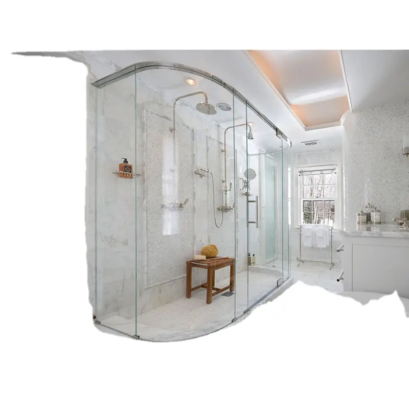 6mm 8mm 10mm 12mm seguridad curvada doblada vidrio templado endurecido para pared de partición de construcción baño Puerta de ducha balaustrada