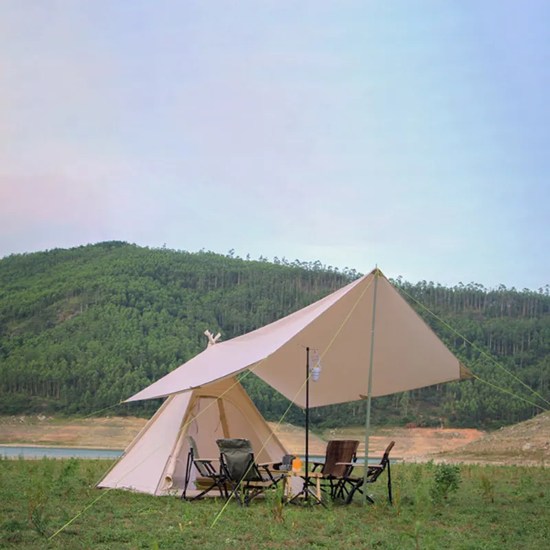 Nouvelle tente pyramidale extérieure pour glamping, tente pagode indienne en toile imperméable pour mariage familial, tente tipi en toile pour camping et randonnée