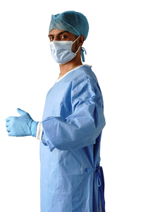 Dùng Một Lần Cách Ly Áo Choàng Y Tế Bảo Vệ Quần Áo Màu Xanh Trắng Biểu Tượng Tùy Chỉnh Y Tế OEM Bán Buôn Phẫu Thuật Áo - Product Image 3