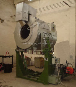 Natural Gas Fired Tilting Rotary Type Aluminium Scraps <strong>Crucible</strong> Melting Furnace