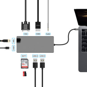 USB3.0 USB C Hub 9 in 1 stazione di ricarica PD tipo c adattatore con HDTV4k RJ45 jack Audio - Product Image 1