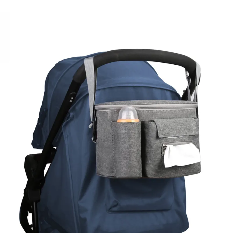 Organizador de viaje para cochecito de bebé, bolsa de pañales para mamá, impermeable, Oxford, Universal, colgante, con bolsillo de tejido