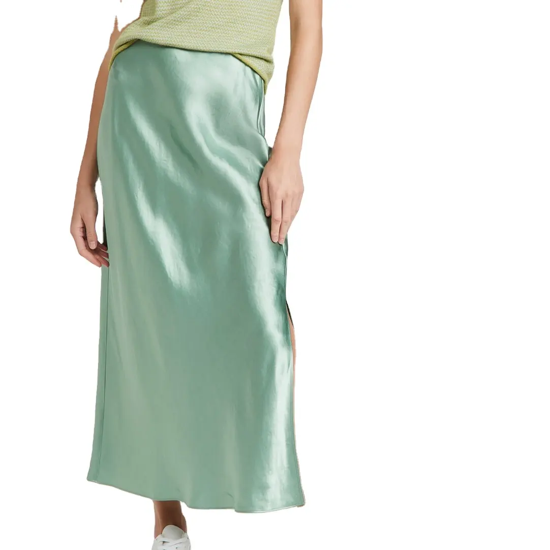 Falda de tela de acetato para mujer, falda de corte en A, ajustada, combina con todo