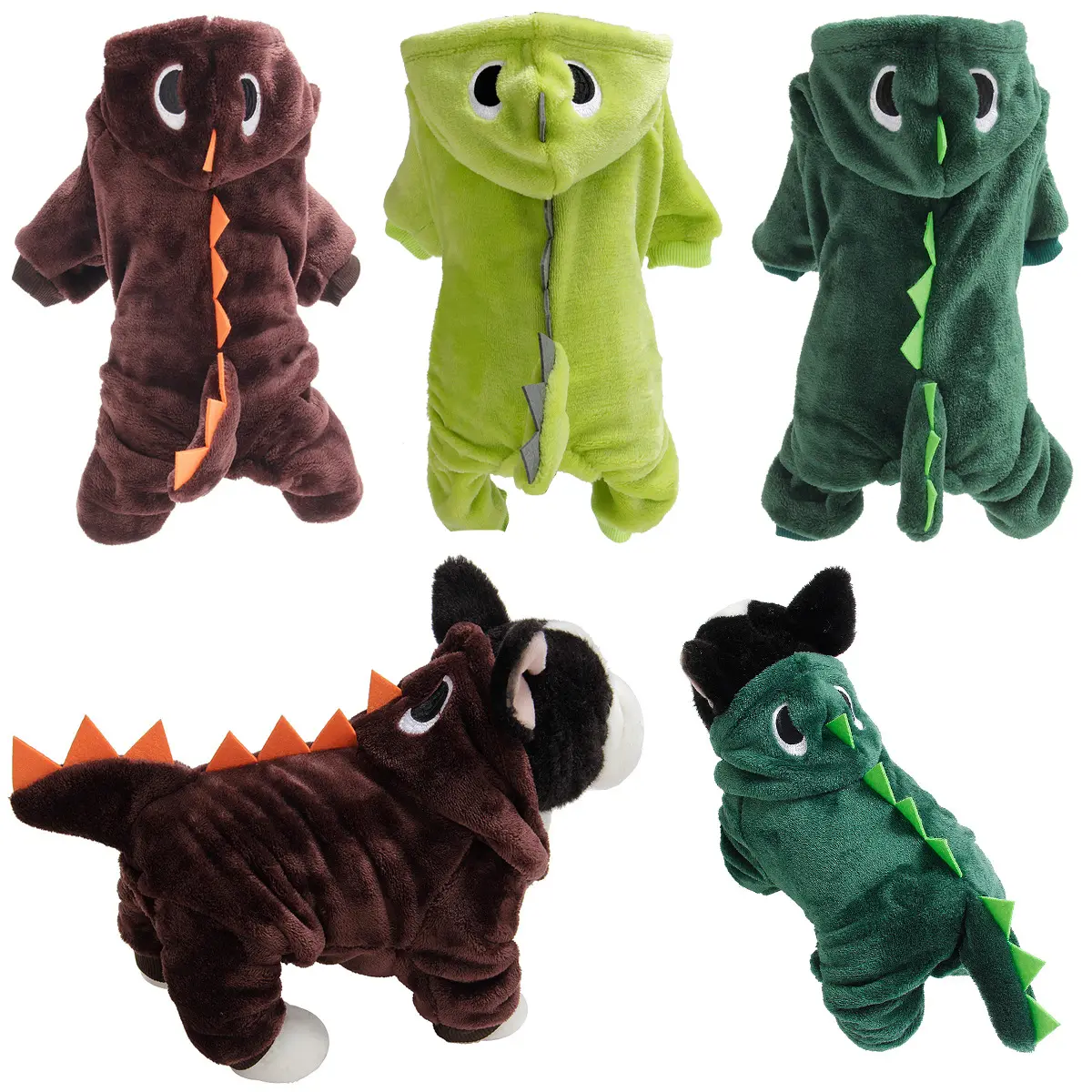 Mono personalizado divertido de Halloween, moda de diseñador, pequeño y cálido de lujo, mono de dinosaurio con capucha, pijama, ropa, mono, disfraz de perro