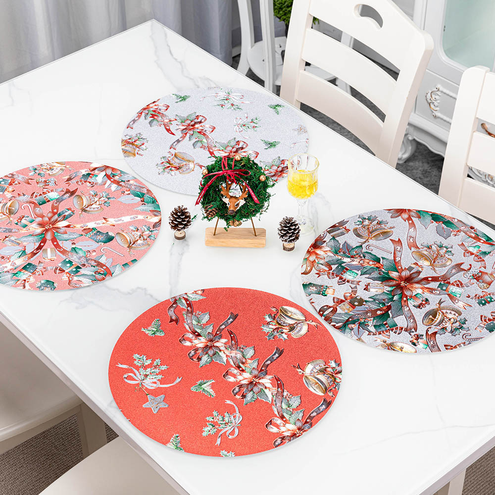 IUIU 45*30cm 6 pcs Set PVC American European Western Stylish Christmas Xmas Dining Placemats for Table