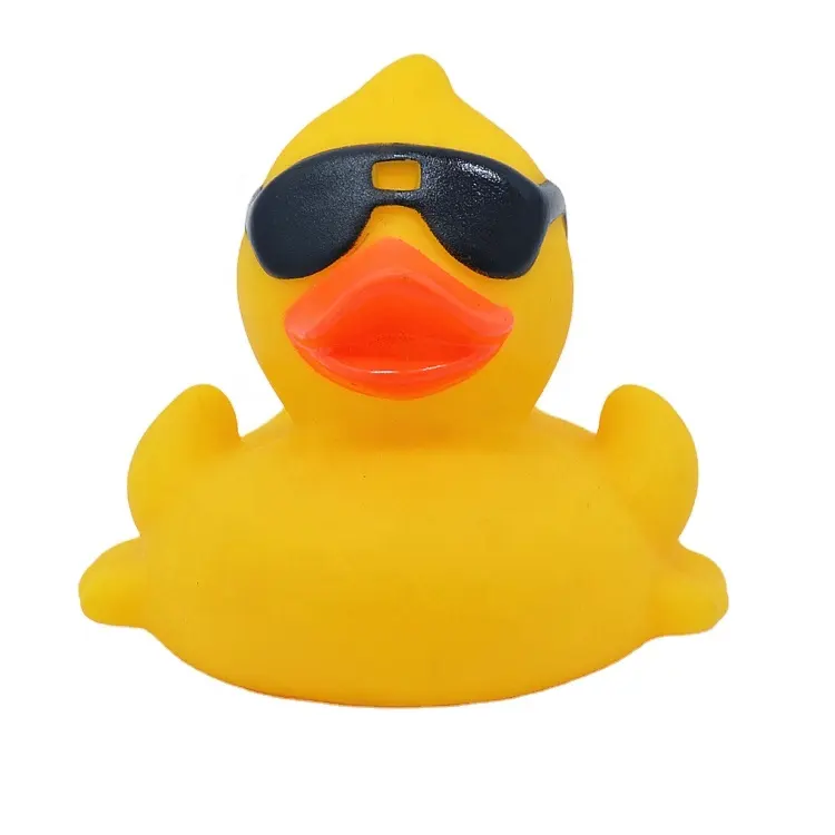 Оптовая продажа, рекламная пластиковая плавающая Желтая резиновая банная утка с солнцезащитными очками