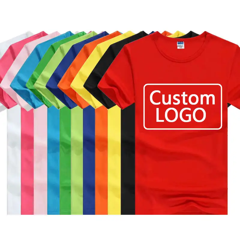 T-shirts couleur unie en polyester et coton pour hommes T-shirts avec logo personnalisé Vente en gros