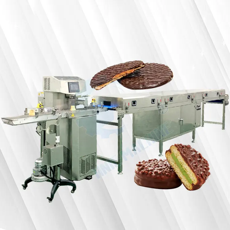 Donut Coating Line Vertical Small Cooling Tunnel Candy Mini Cover Enrober Chocolate Enrobing Machine