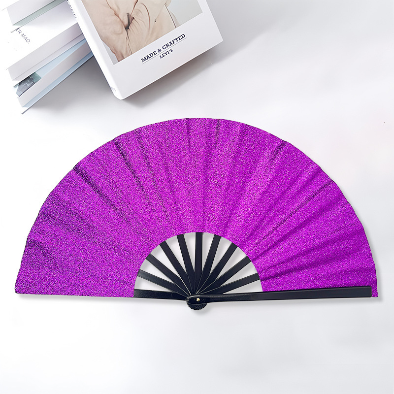 Éventail en os en plastique violet