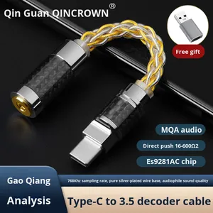 Gümüş Dac çözme ses kablosu tip-c için Apple 15 Android için küçük kuyruk ile 3.5 adaptörü için Huawei Xiaomi-PVC ceket - Product Image 6