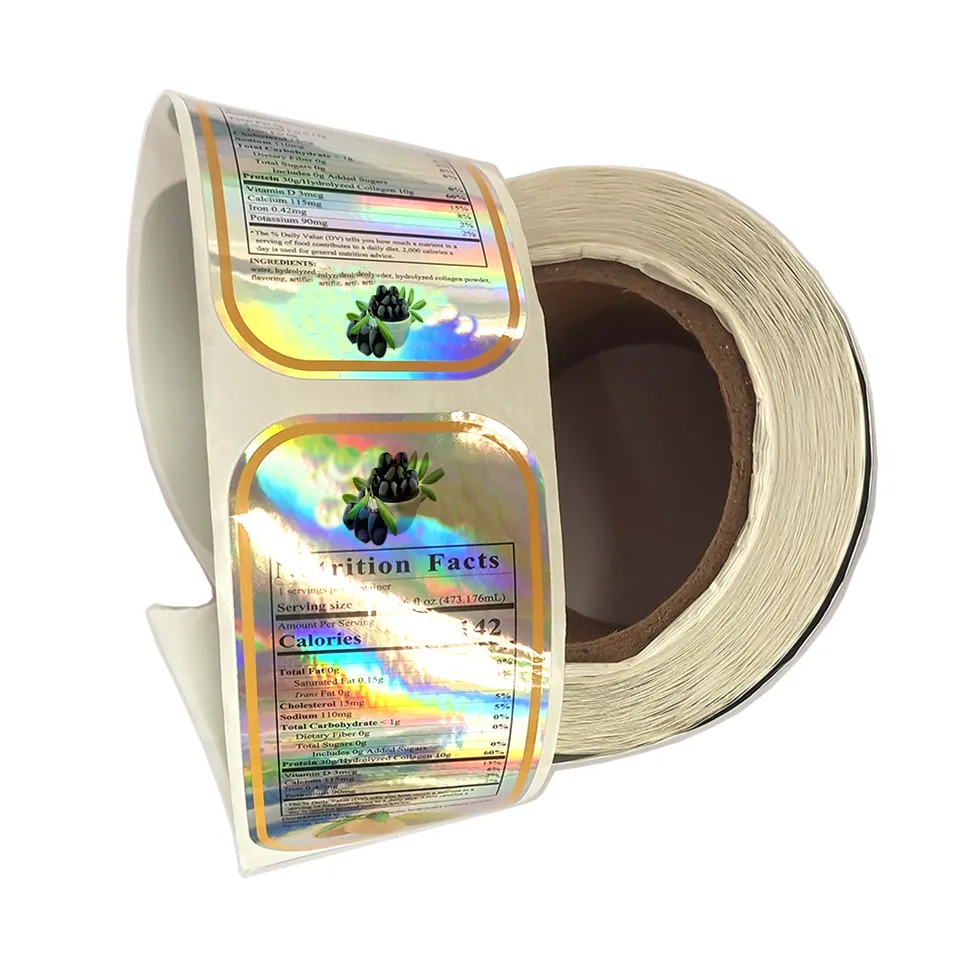 Etiqueta impermeable circular para embalaje de alimentos con logotipo de marca adhesivo personalizado de suministro de fábrica