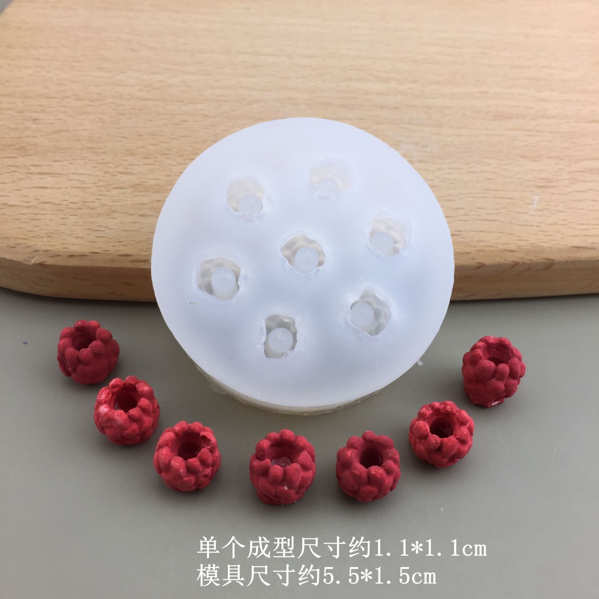 Small 7-hole raspberry mold, semi-transparent