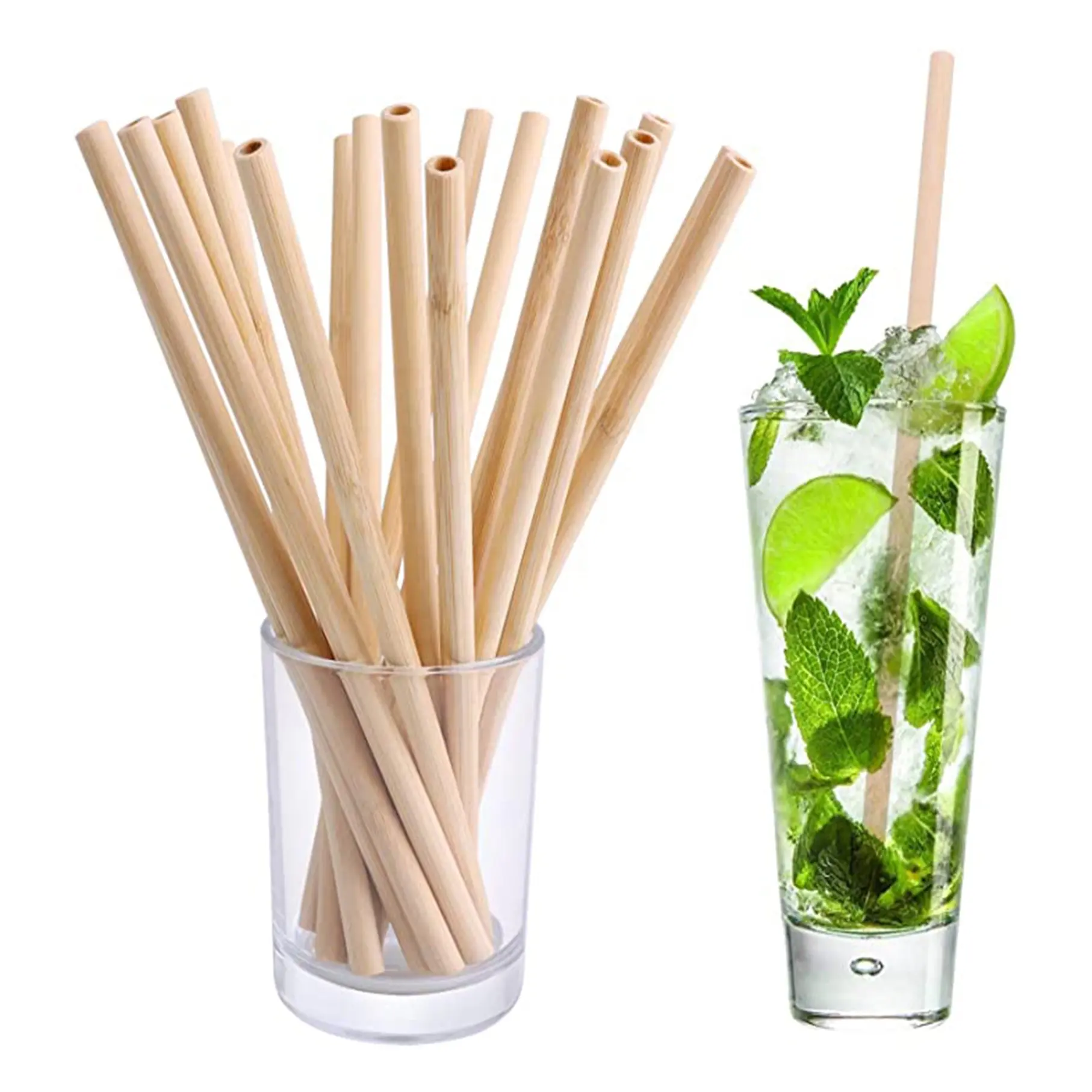 Çevre dostu 20cm yüksek kalite ucuz fiyat özel kişiselleştirilmiş 100% doğal tek kullanımlık toptan Boba saman bambu