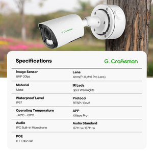 GX-YUFW-M8X 8MP 0.0001Lux Starlight Full Color Night Vision CCTV Security IP POE <strong>XM</strong> A8 <strong>Camera</strong> Like 4K 1/1.8&quot; Sony IMX678 Sensor - Product Image 2